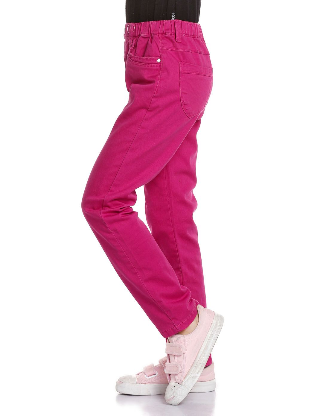 女童桃红色直筒长裤