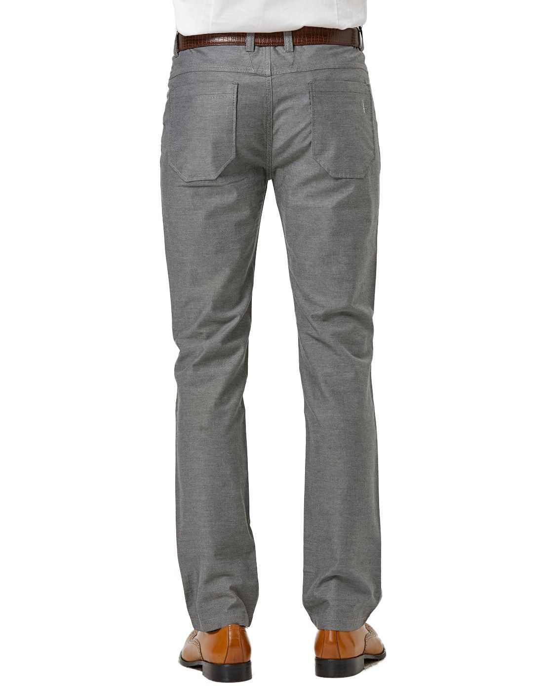 男士灰色细腻纯棉简约休闲裤