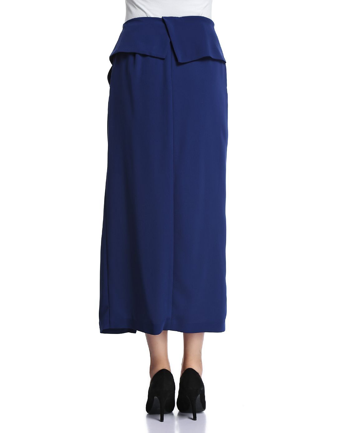 莱茵lime flare深蓝色淑女气质长裙