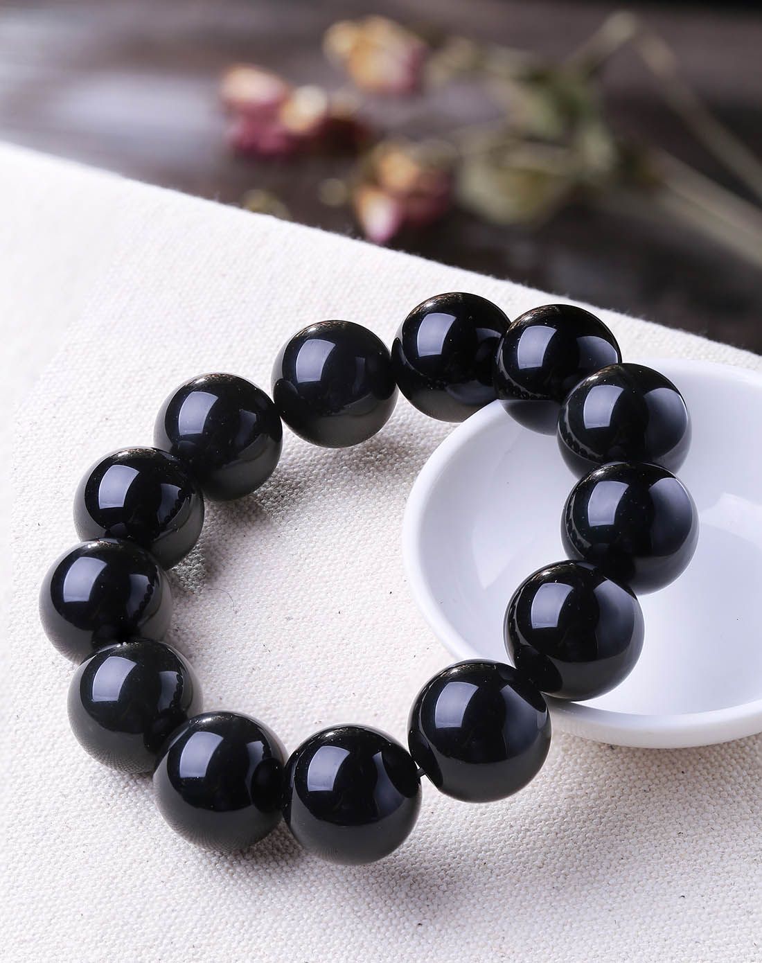 柏诗翠天然黑曜石手链单18mmvbc153002_唯品会