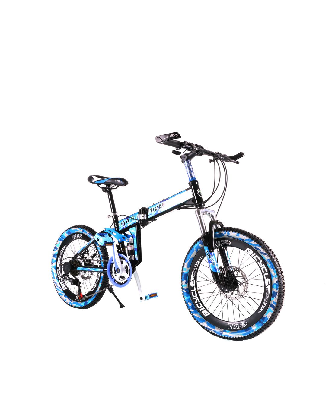 泰玛珑timaon自行车专场直发货timaon 20寸黑蓝色四连杆避震21s变速