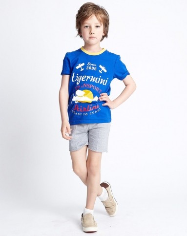 小虎宝儿tiger mini男童专场男童酷蓝上衣 花灰裤子套装tx0013b_唯品