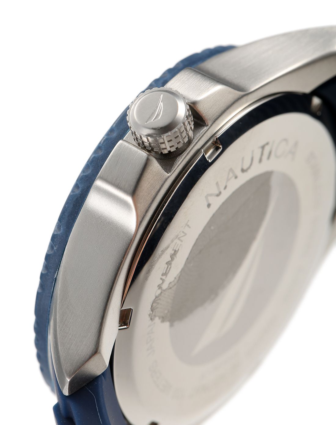 诺帝卡nautica男款藏蓝色硅胶表带藏蓝盘三眼多功能计时手表a13686g