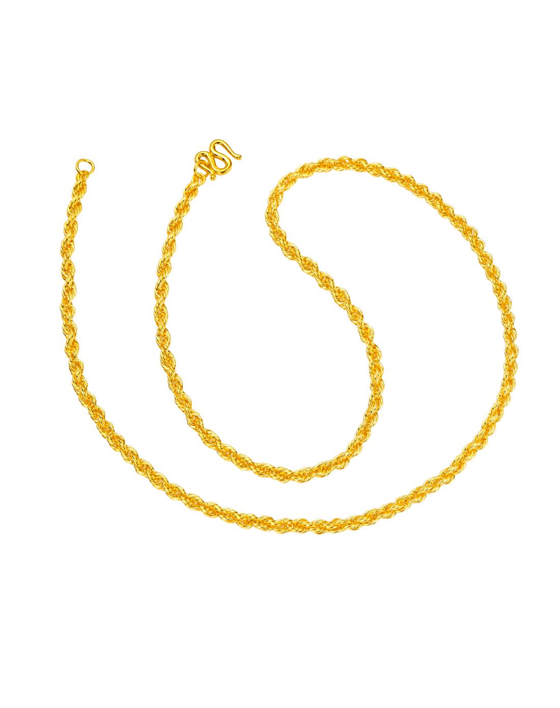 周大福 【专柜同款】大气男款扭绳链黄金项链(计价)