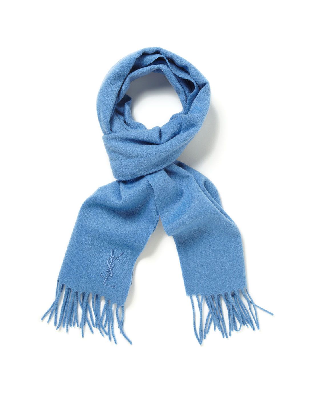 > yves saint laurent ysl logo刺绣羊毛流苏男士围巾 2623664