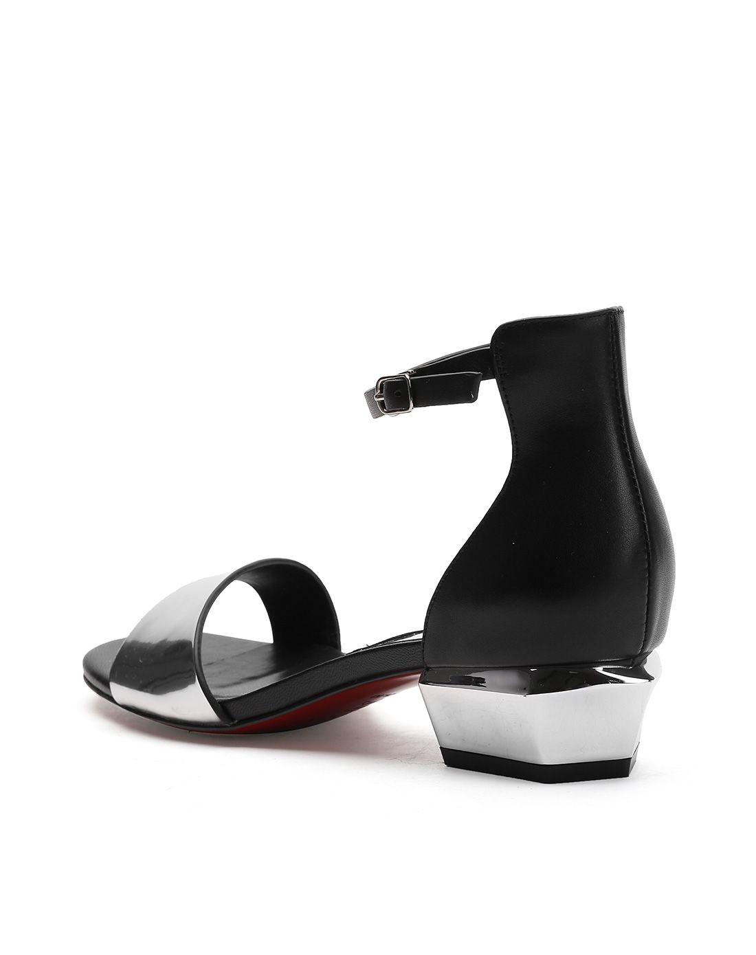 色非银色牛漆皮露趾中跟女鞋sfwj-b118p051t_唯品会