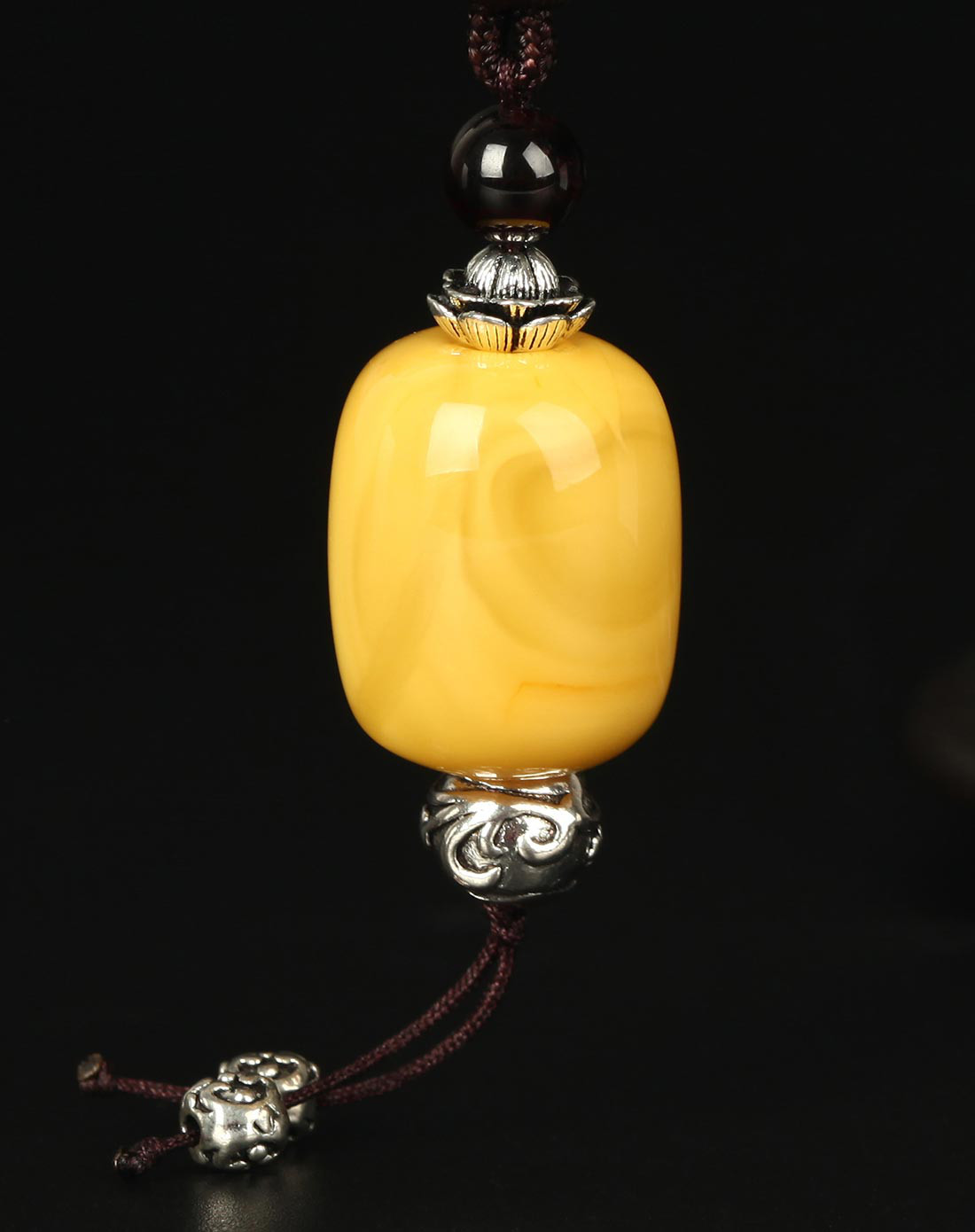 穗南 温润细腻 时尚简约 蜜蜡桶珠吊坠(含绳)