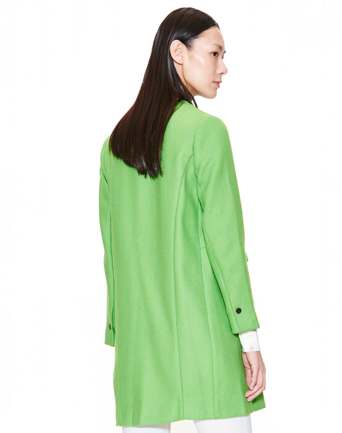 深翠绿羊毛呢外套