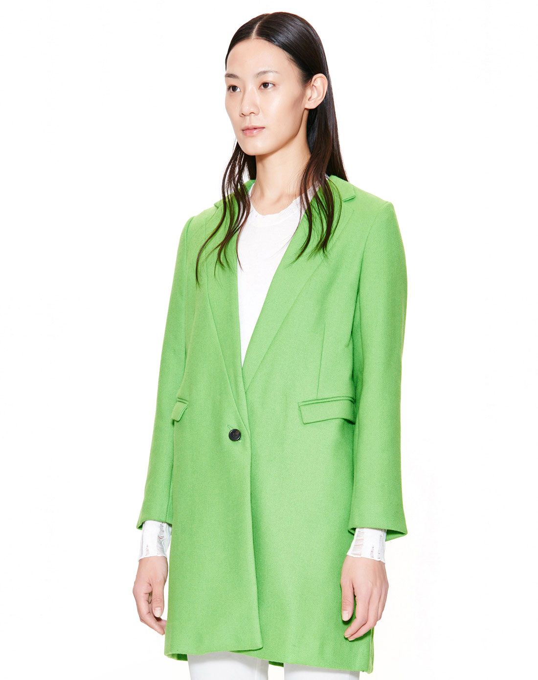 深翠绿羊毛呢外套