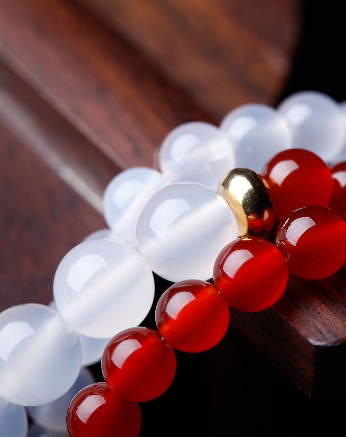 喜喆 红白玛瑙撞色手链