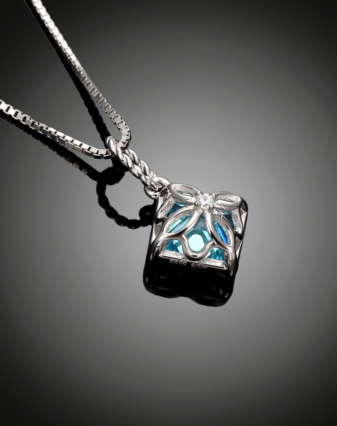 曼古银mgs海洋之心--时尚蓝锆石项链0550043628_唯品会