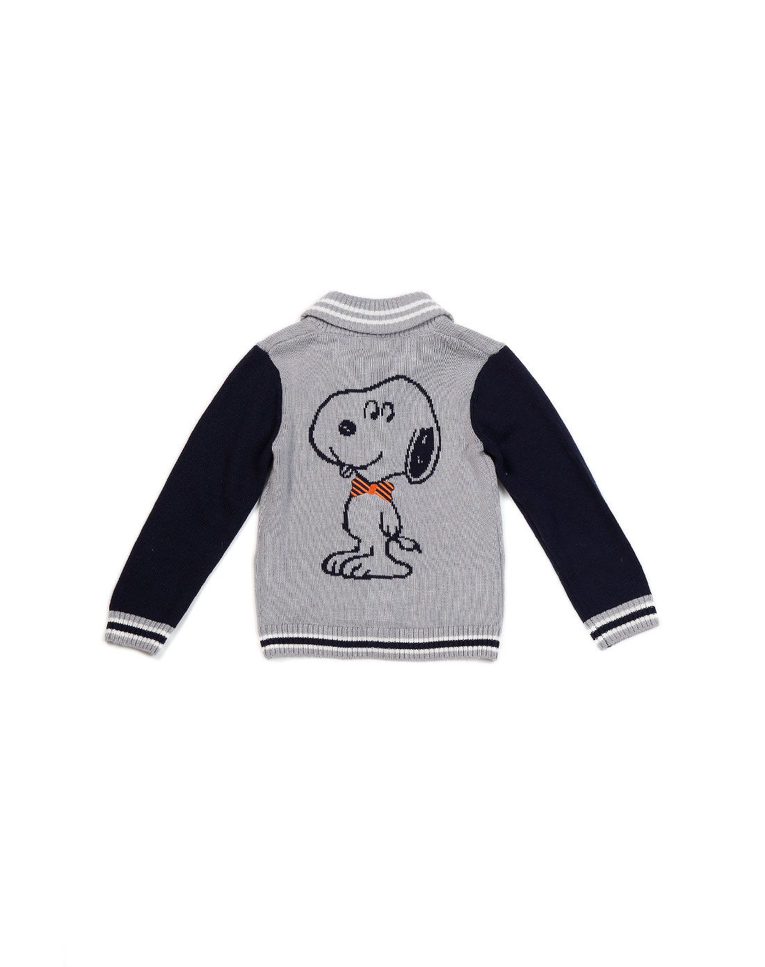史努比snoopy baby婴幼童外穿服专场男童麻灰色翻领休闲长袖毛衣2bw