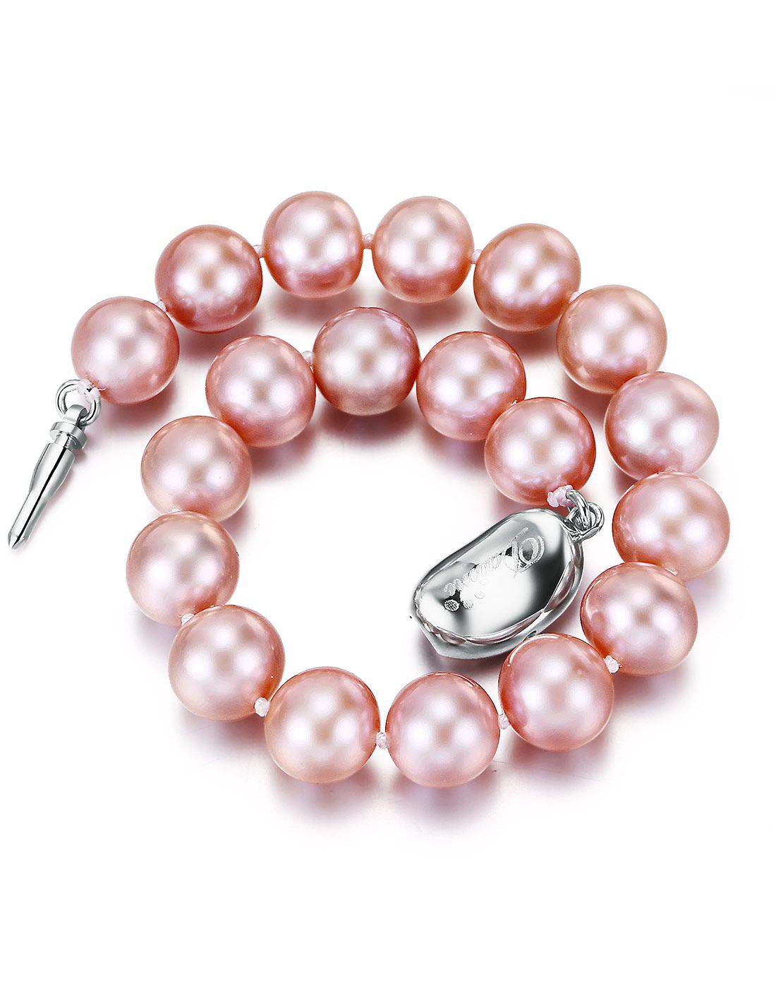 黛米8-9mm圆珠淡水珍珠手链粉紫色/18cm