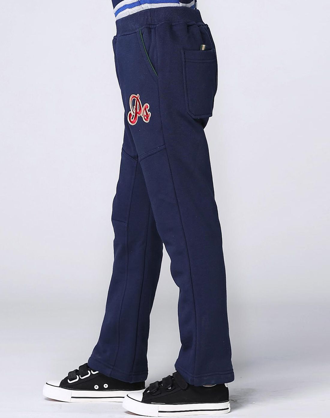 巴柯拉 男童太空蓝针织厚夹裤