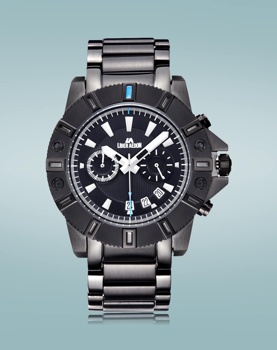 励柏艾顿liber aedon手表专场 男款 乔治巴顿系列黑色全钢运动男表
