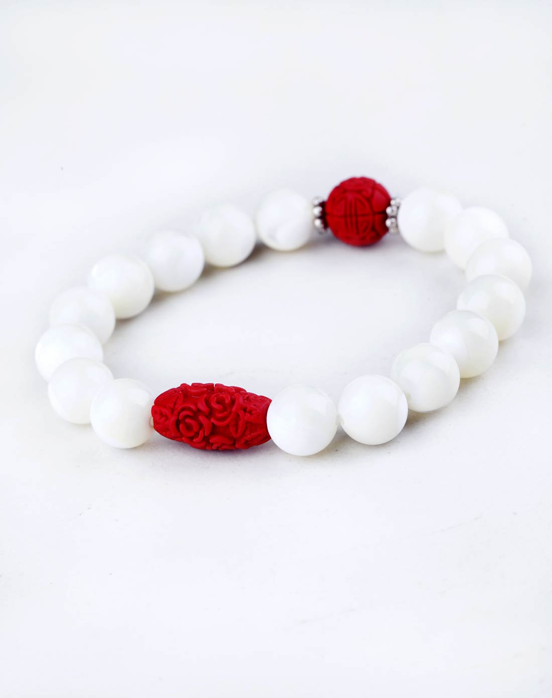 天然玉化银线砗磲手链附证书 10mm