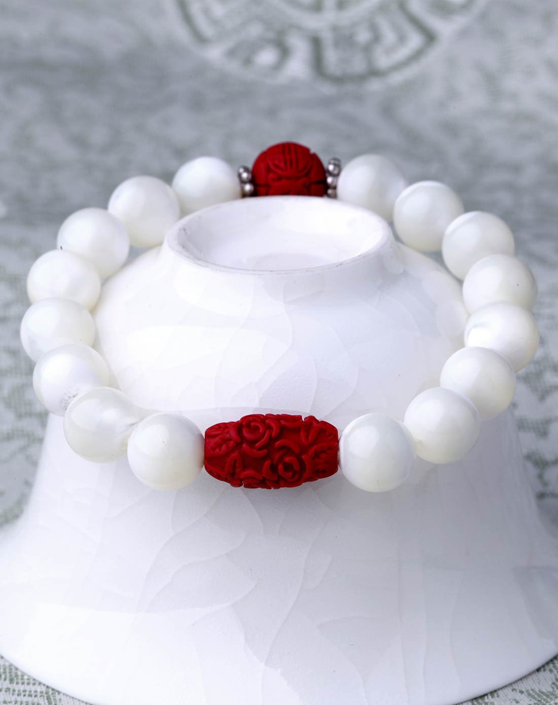 天然玉化银线砗磲手链附证书 10mm