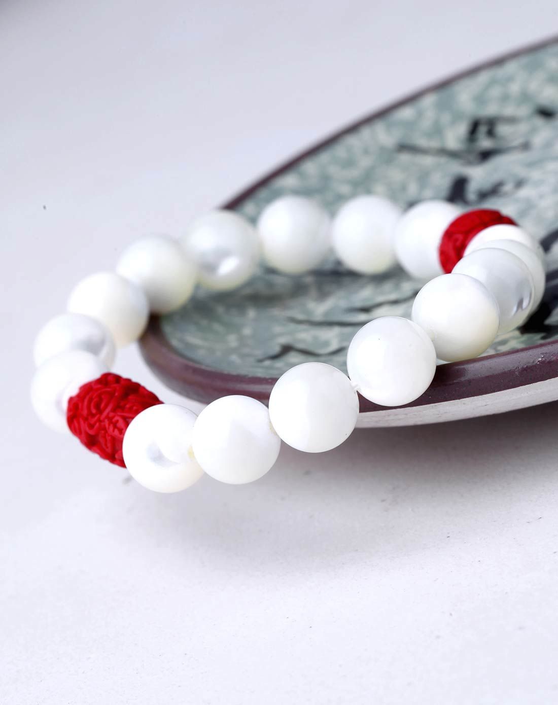 天然玉化银线砗磲手链附证书 10mm