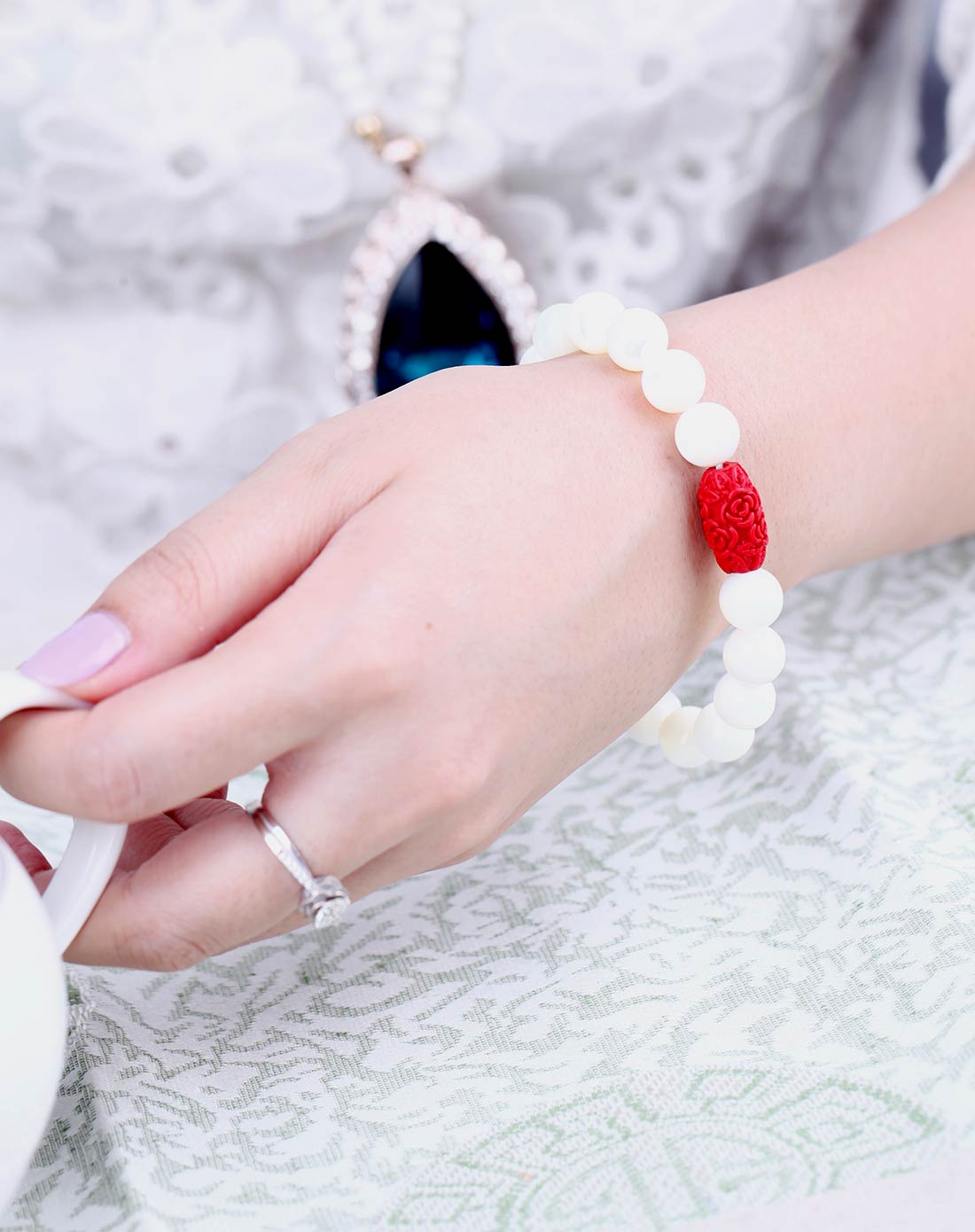 天然玉化银线砗磲手链附证书 10mm