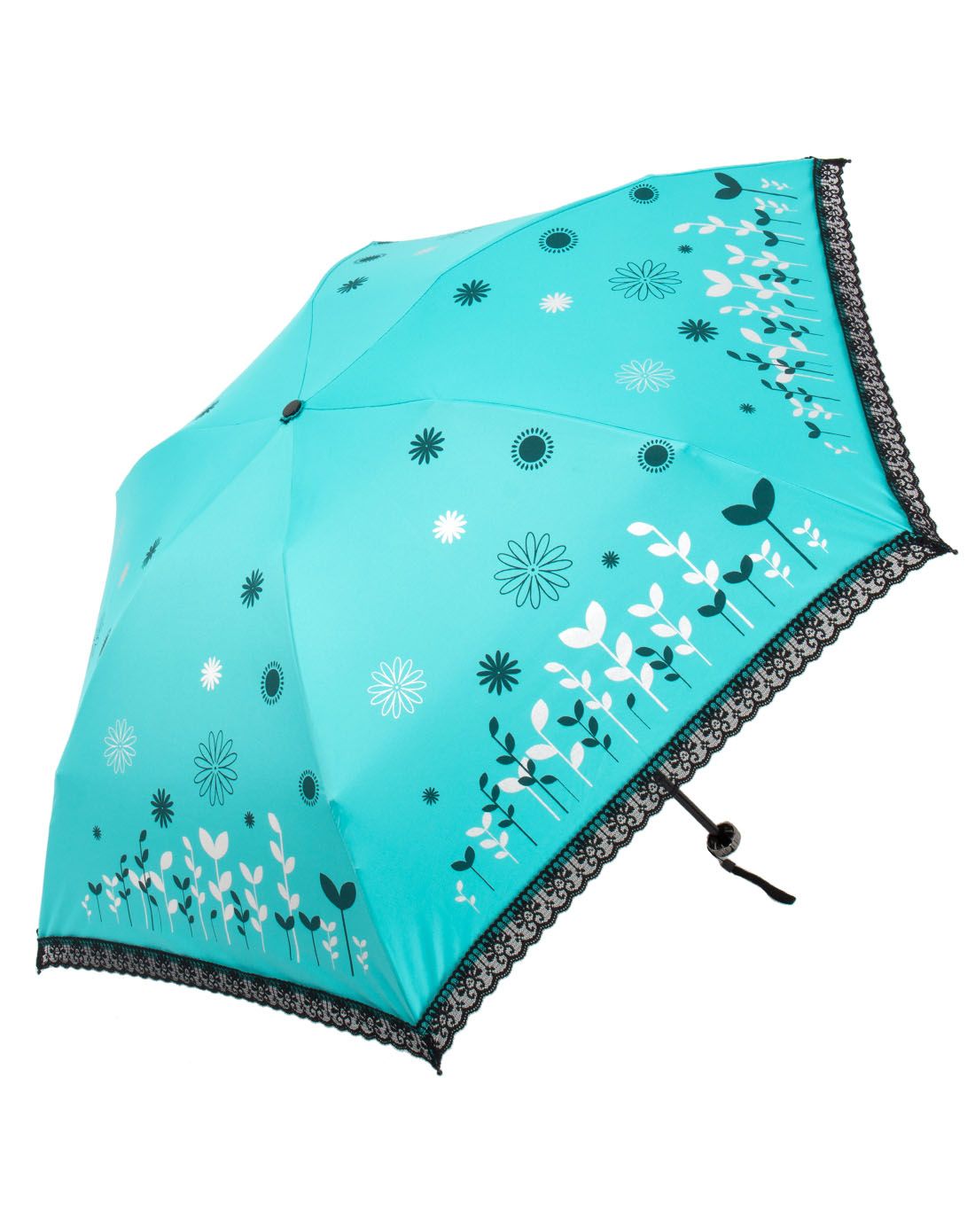 超轻碳纤(仅150g)轻巧阳光明媚蕾丝边四折伞