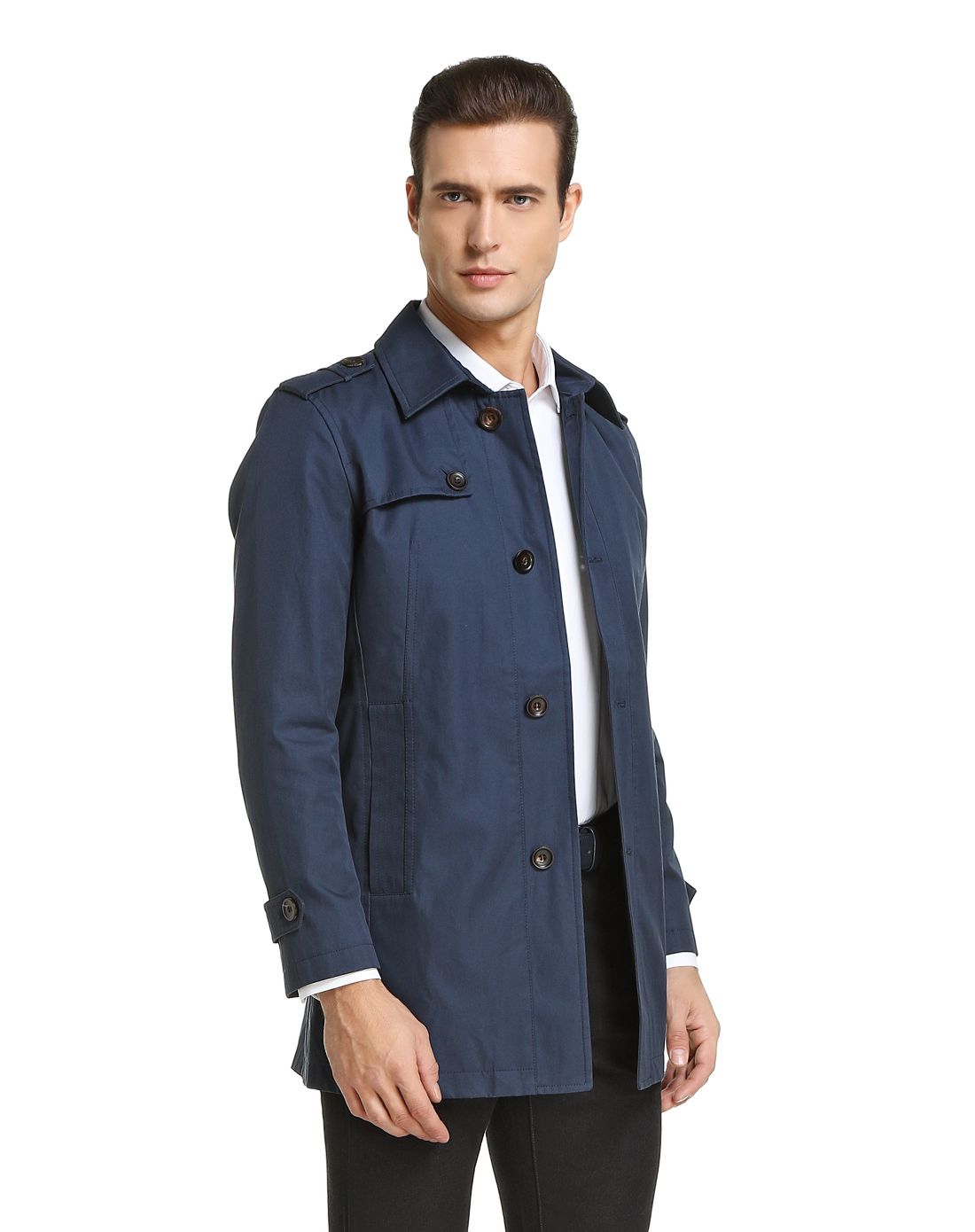 路卡迪龙luka dilong男装专场 深蓝色大方时尚长袖风衣