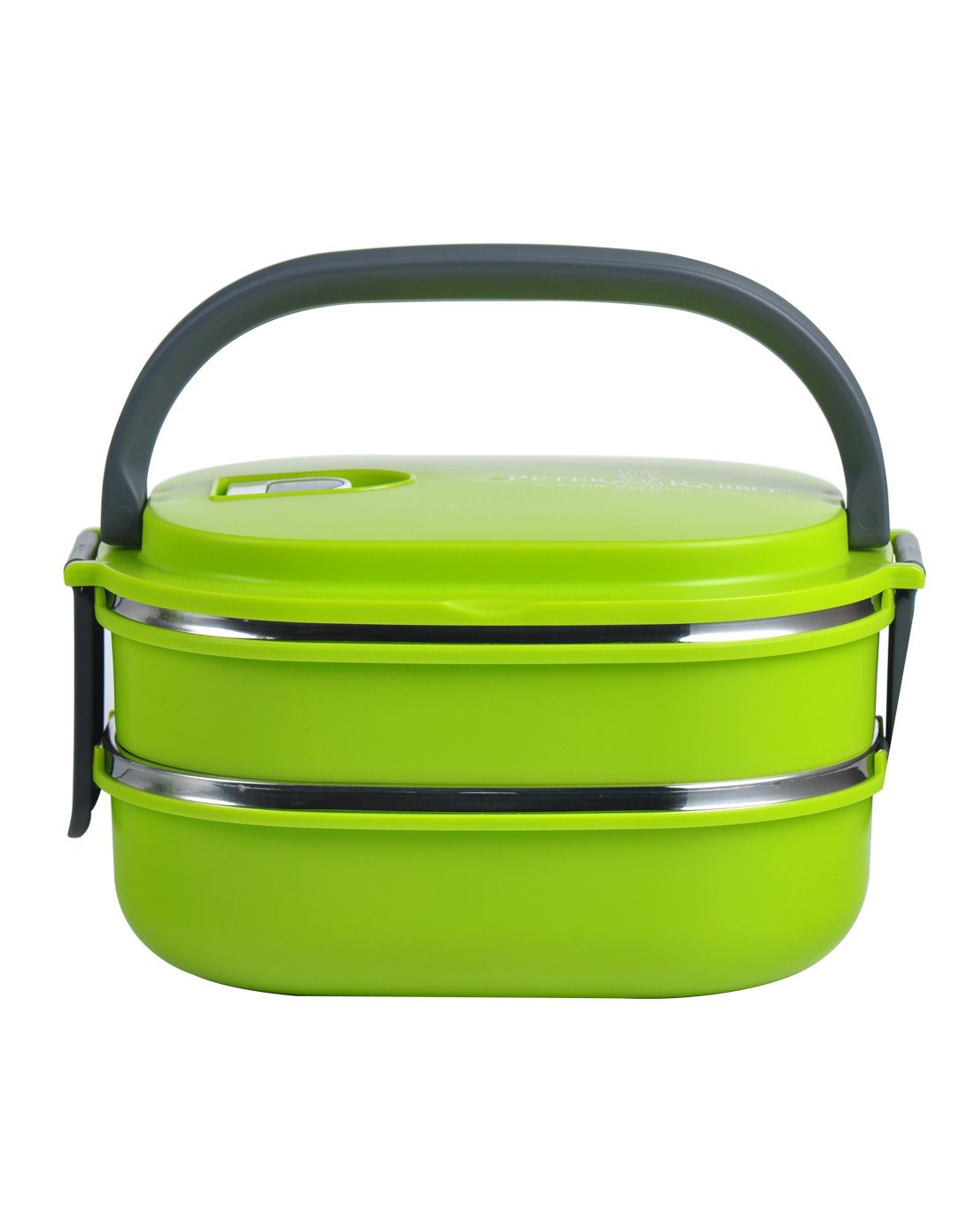比得兔绿色方形双层保温饭盒