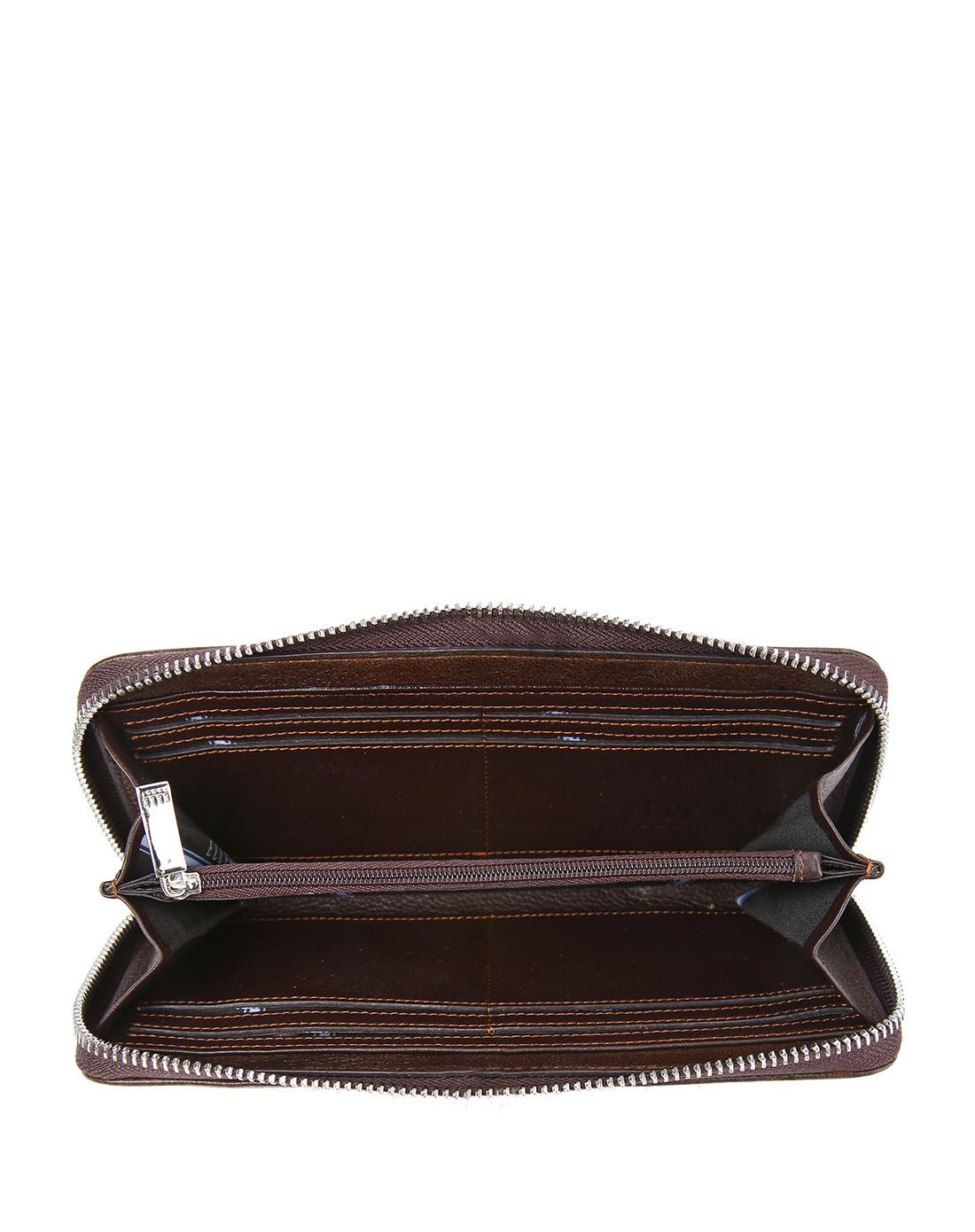 卡其色鹿皮革/头层牛皮拉链手拿包