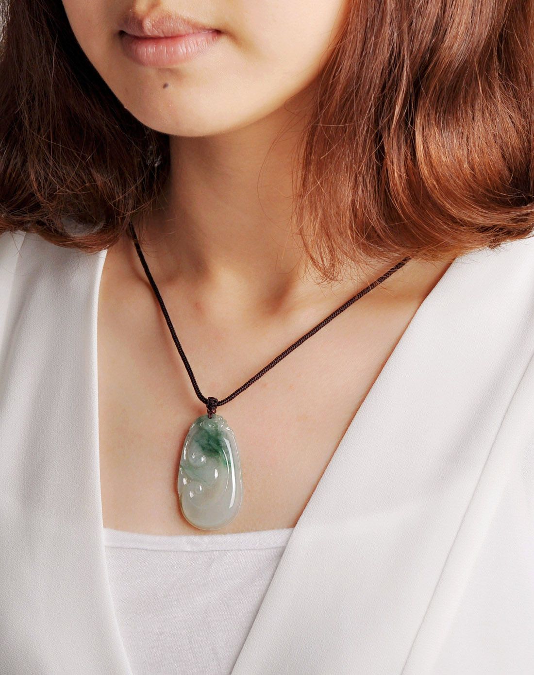 冰种盈润果冻胶感事事如意天然a货翡翠吊坠