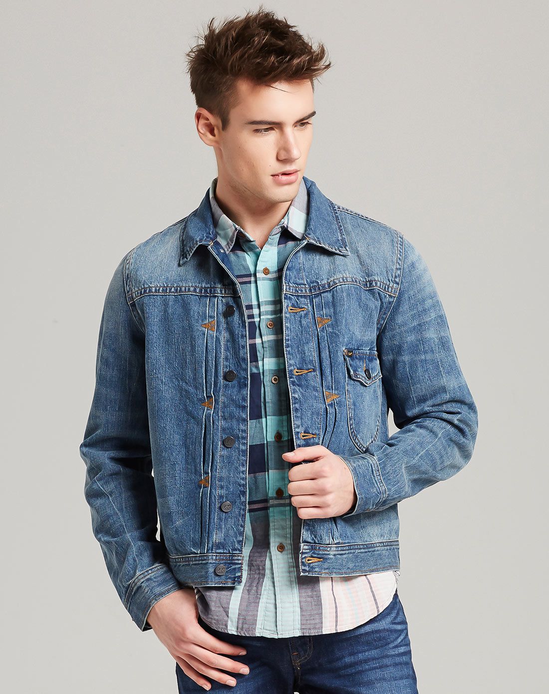 lee蓝色潮流时尚长袖牛仔外套l13315c79p03_唯品会