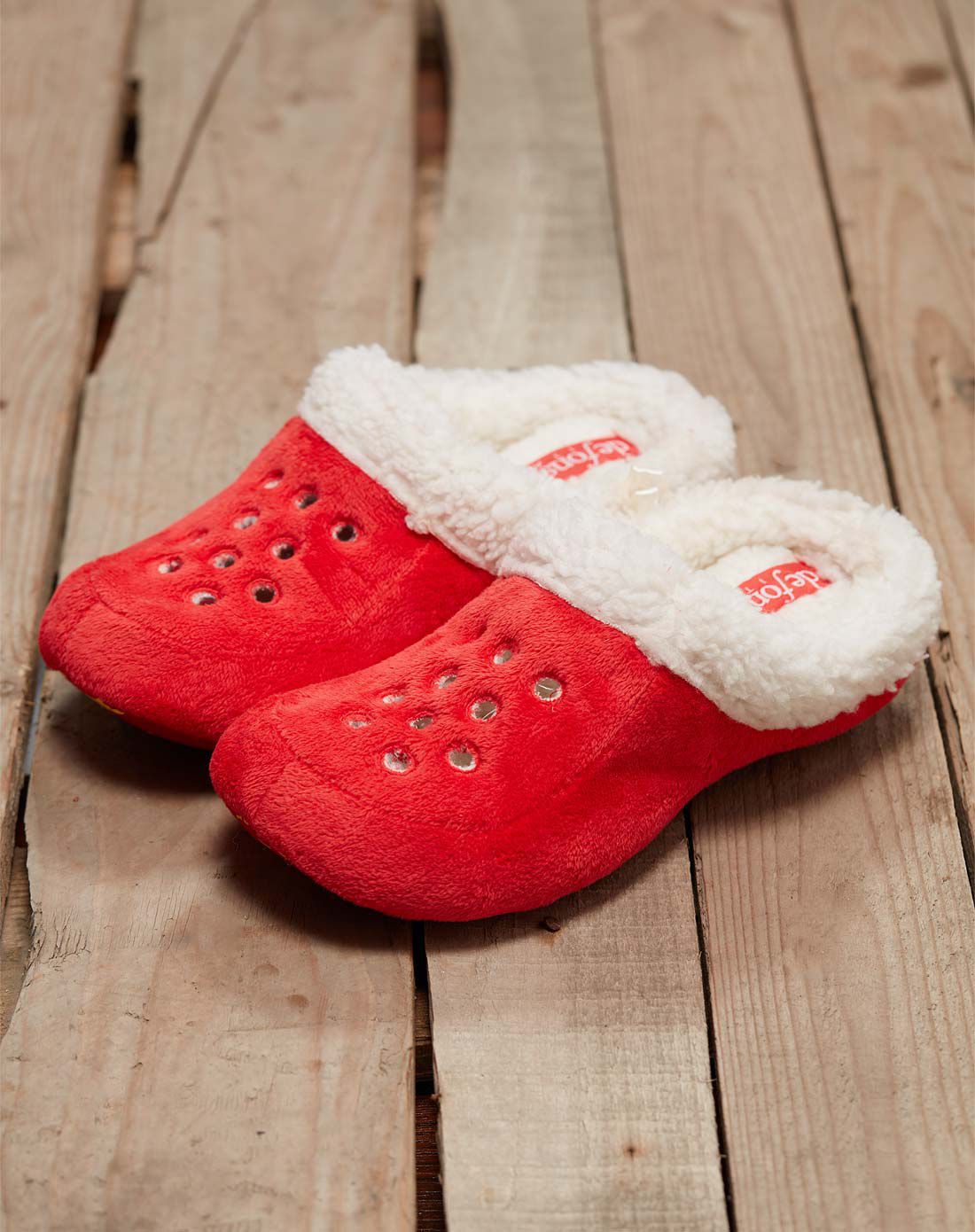 女式棉毛洞洞鞋xnz红色