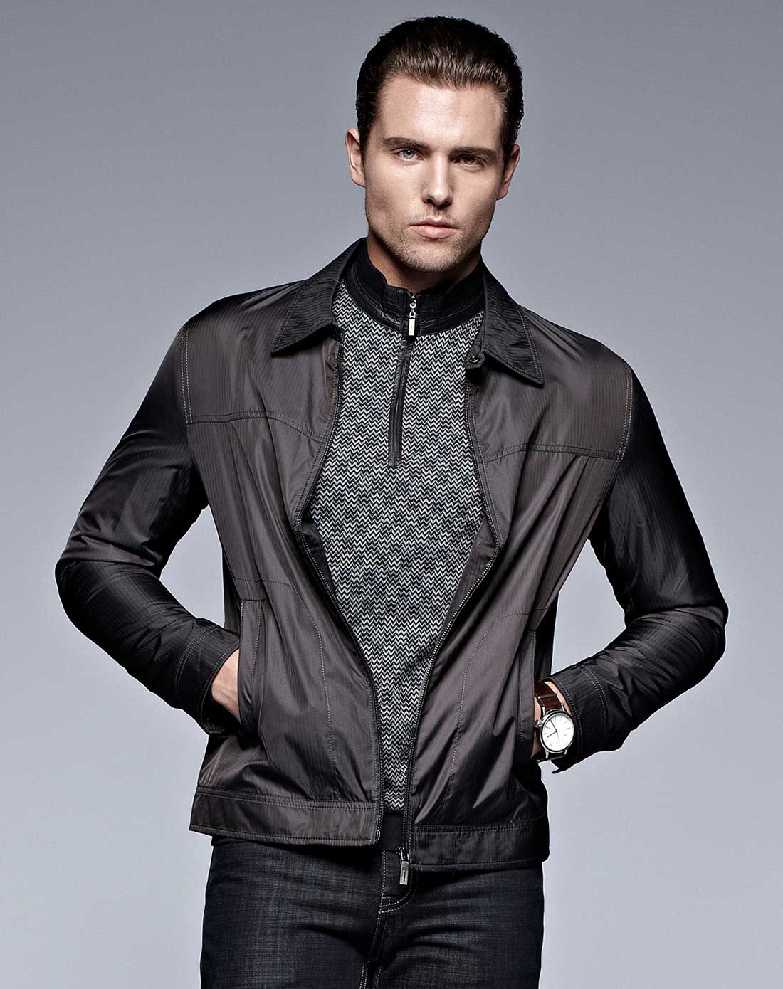 deon灰色帅气休闲长袖茄克dn0772j00340_唯品会