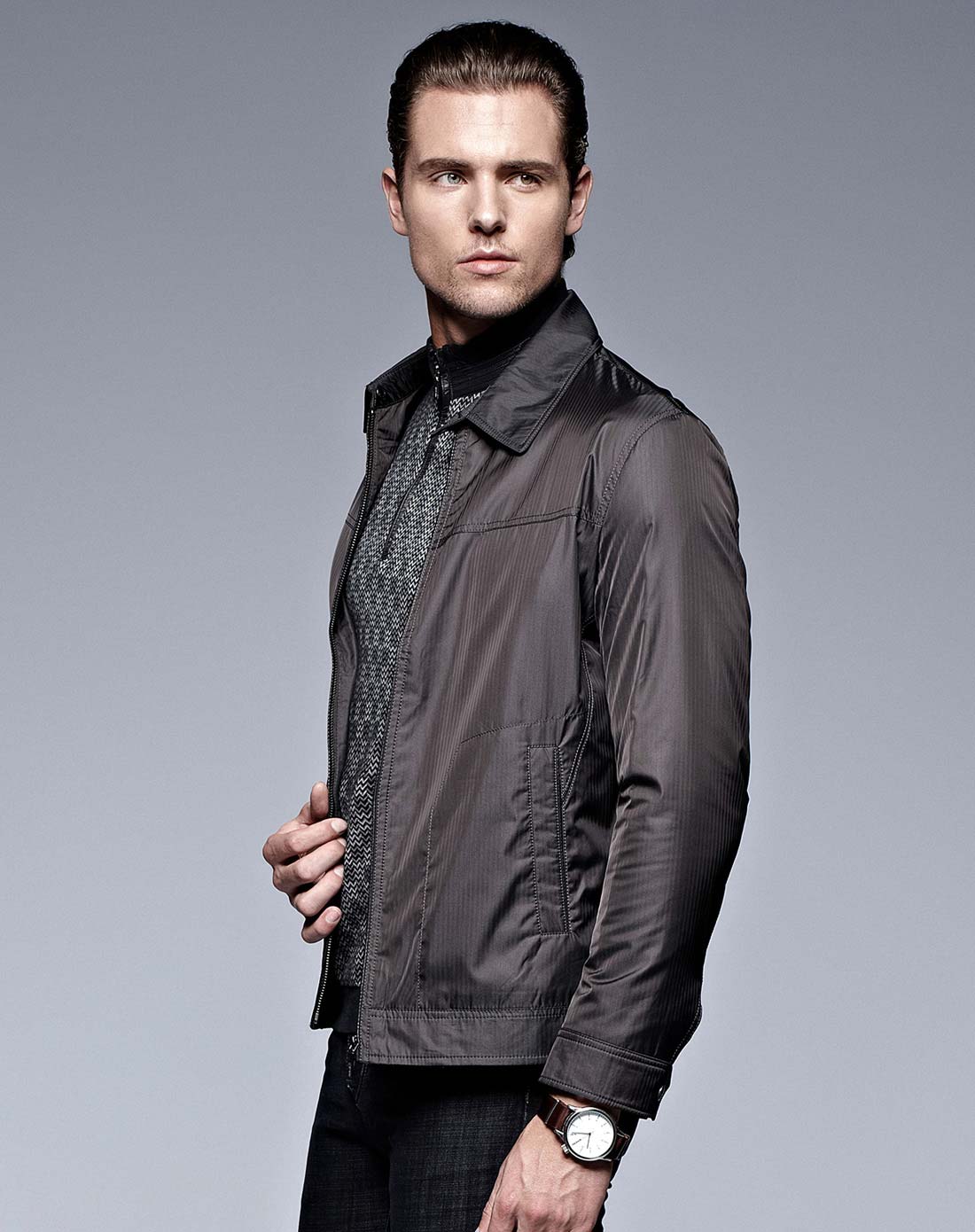 deon灰色帅气休闲长袖茄克dn0772j00340_唯品会