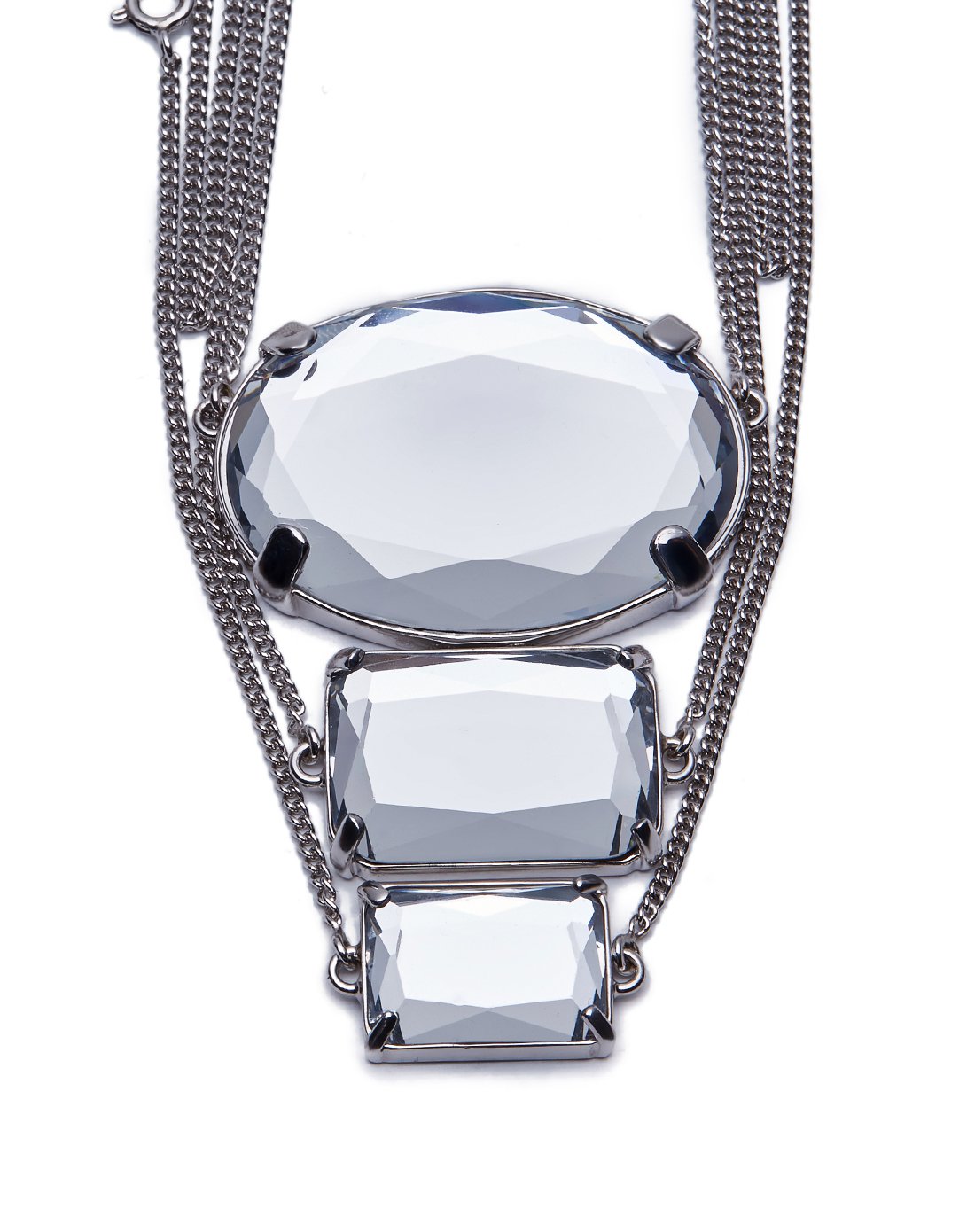 maison margiela女款银色水晶镶嵌吊坠项链