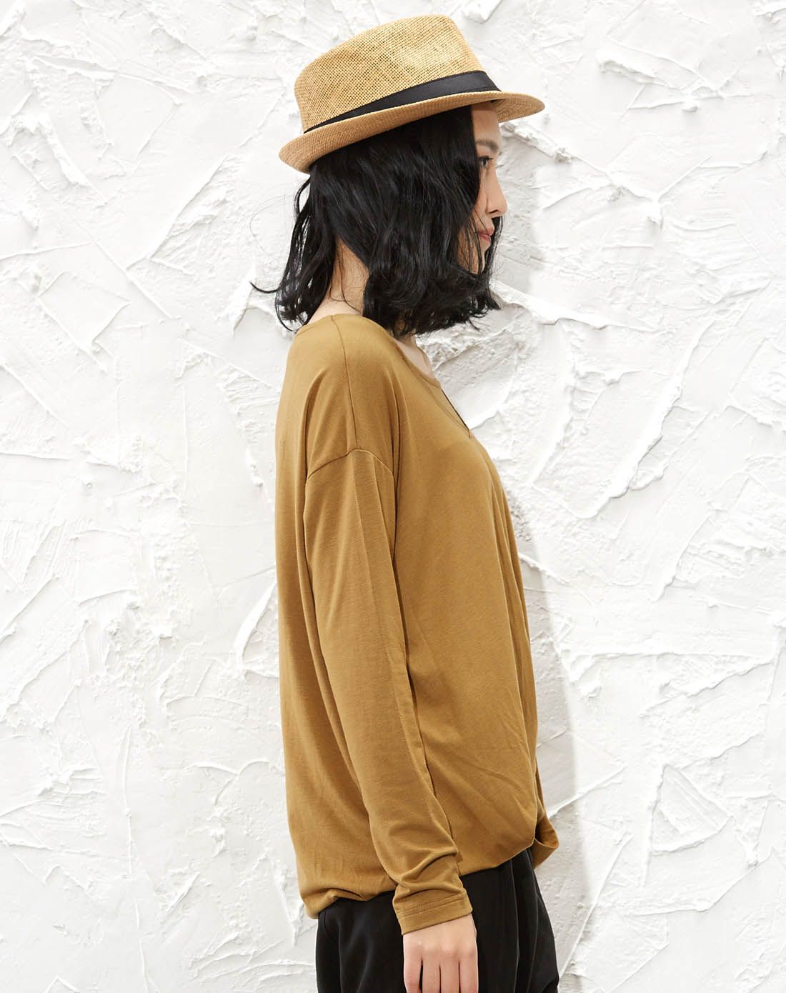 女装黄咖色春季挂肩针织衫