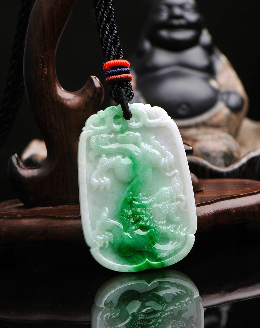 龙凤牌双面天然翡翠挂件