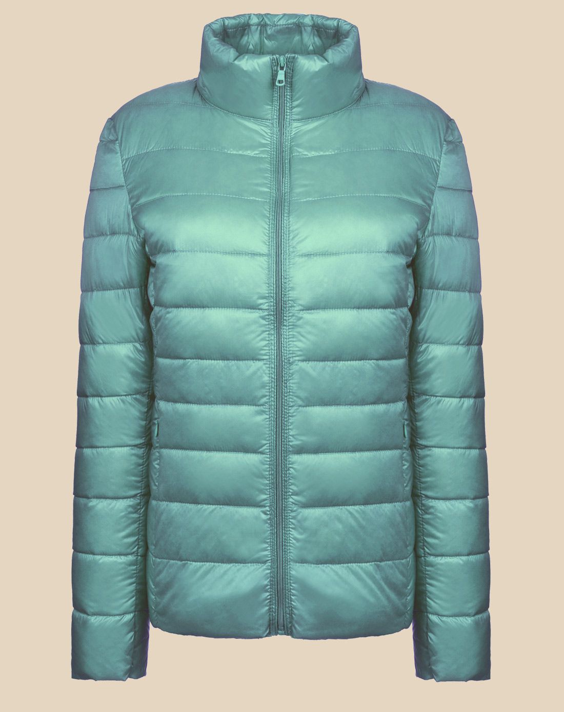 女款皮蛋青色轻薄秋羽绒