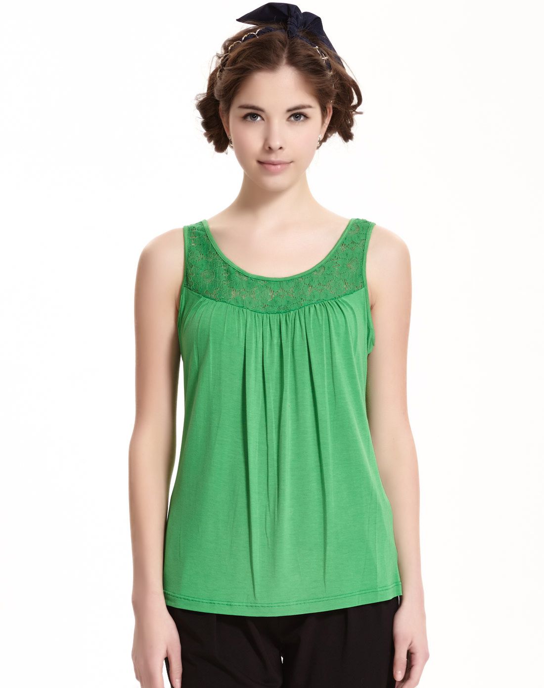 女士翠绿色宽松休闲背心