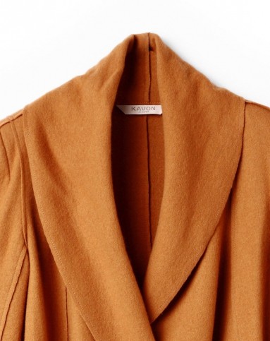 灰橙色时尚不规则修身保暖羊毛毛呢外套上衣女