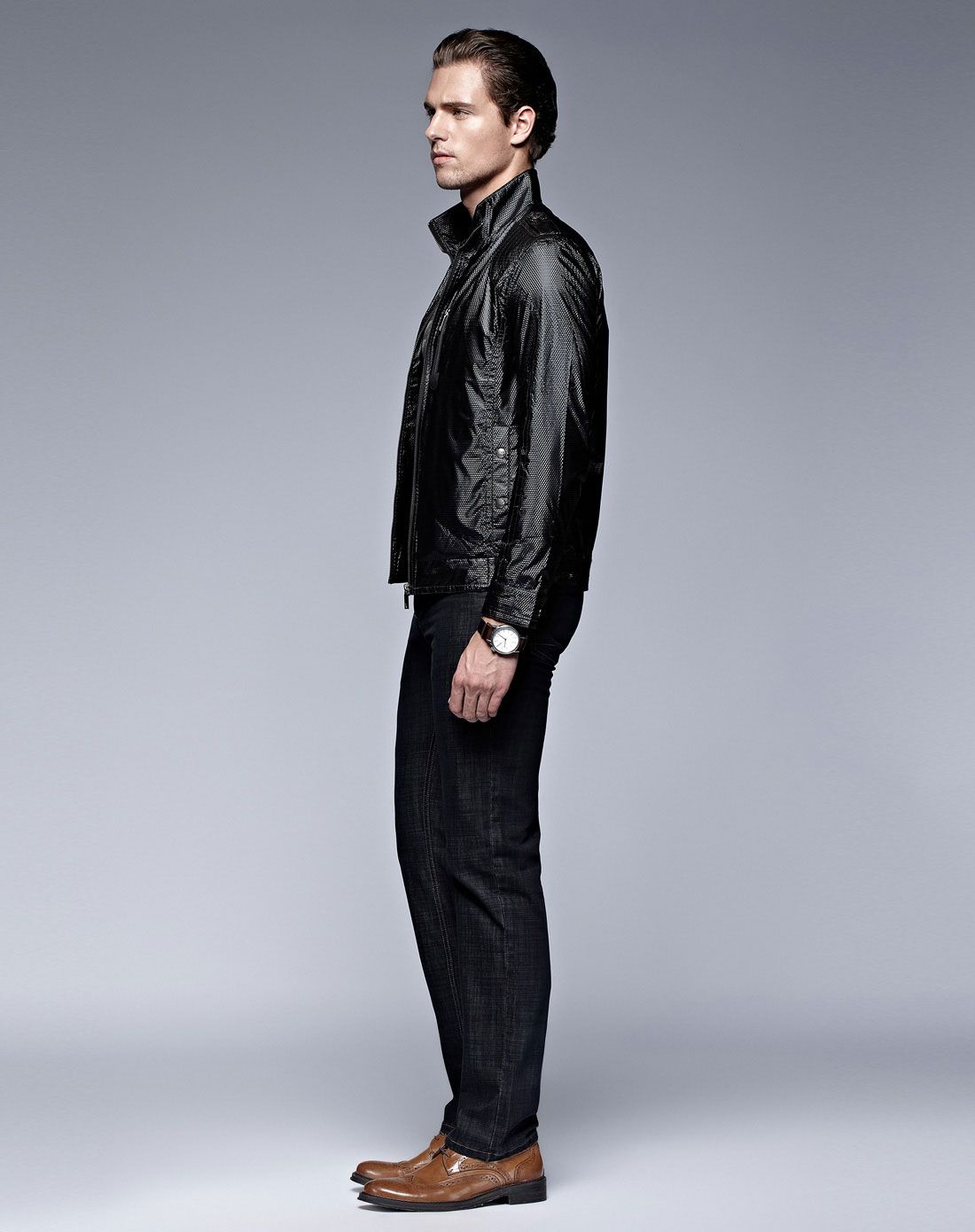 deon黑色休闲时尚长袖夹克dn0772j02110_唯品会