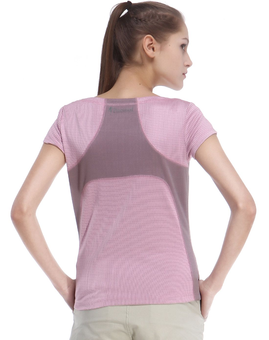 抗菌透气 女款粉紫色短袖t恤 清凉舒爽
