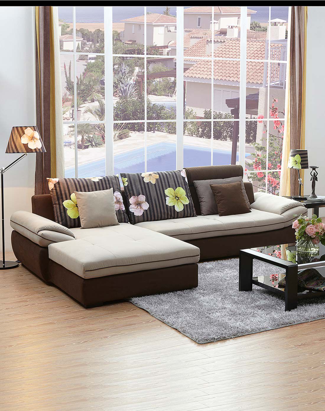 玛奇朵 布艺沙发三人位 贵妃位