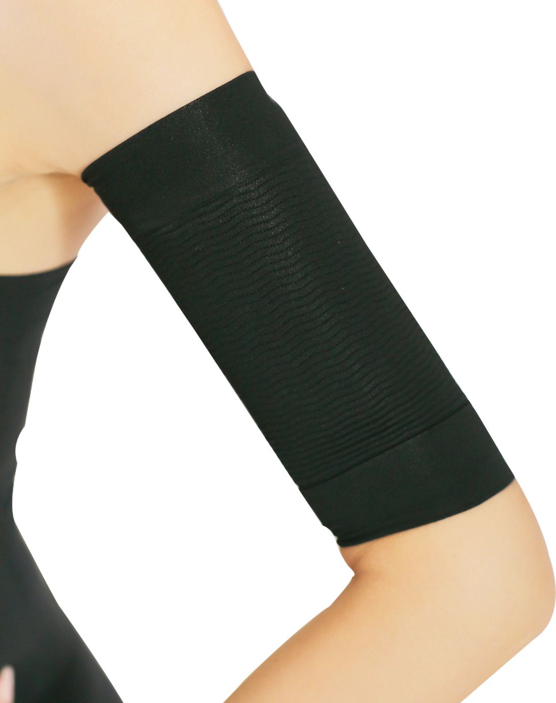 水木娃娃出口款高品轻薄强效燃脂瘦手臂弹力套护(2入-黑色均码)