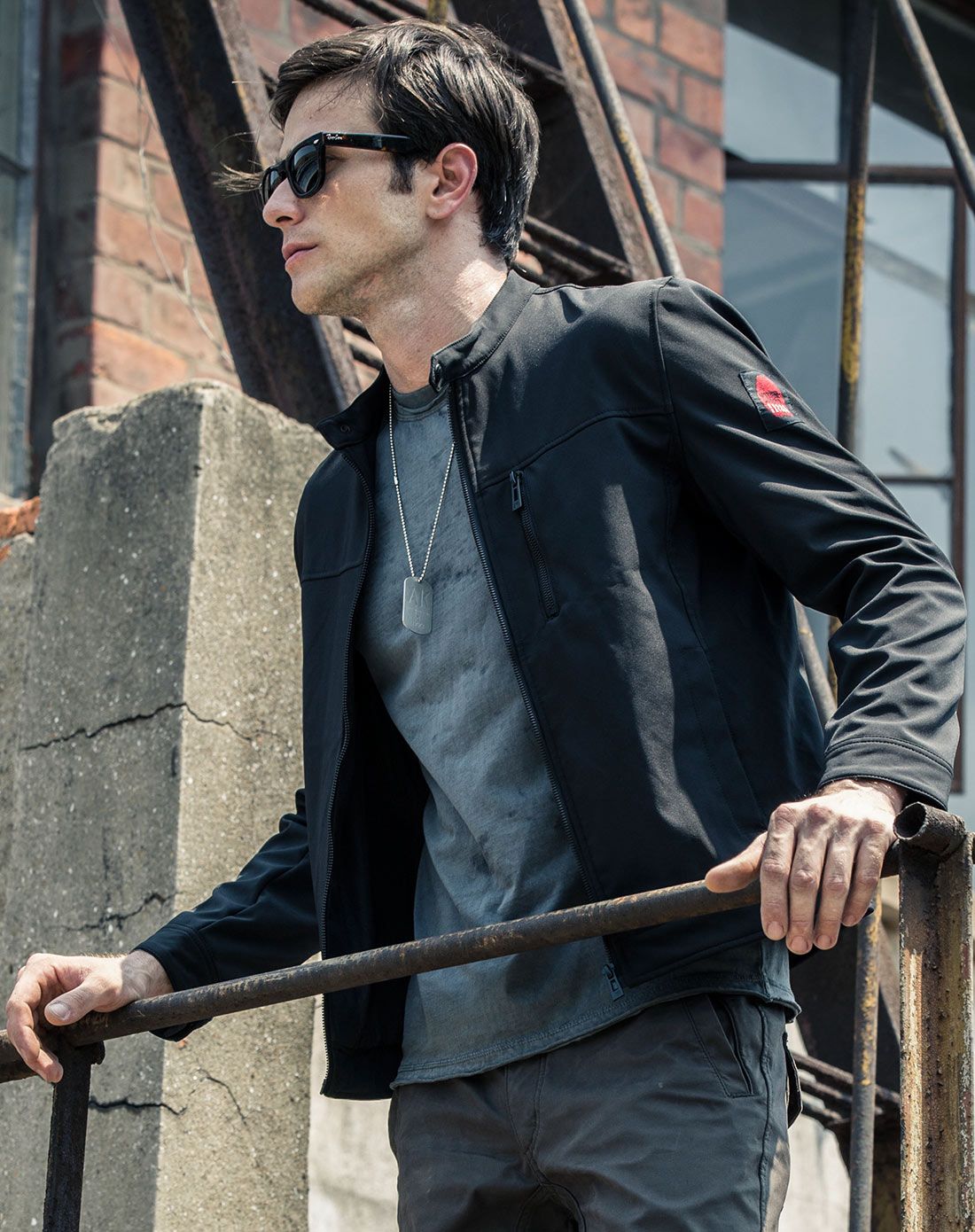 男黑色碟中谍5都市特工立领夹克