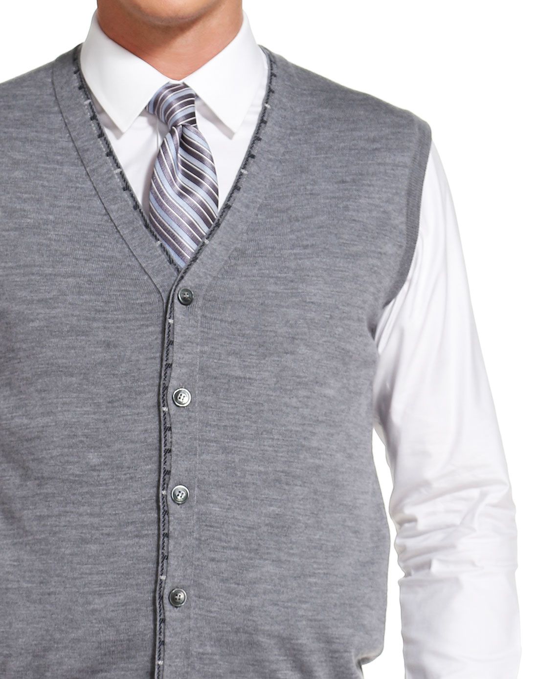 灰色商务百搭羊毛针织马甲