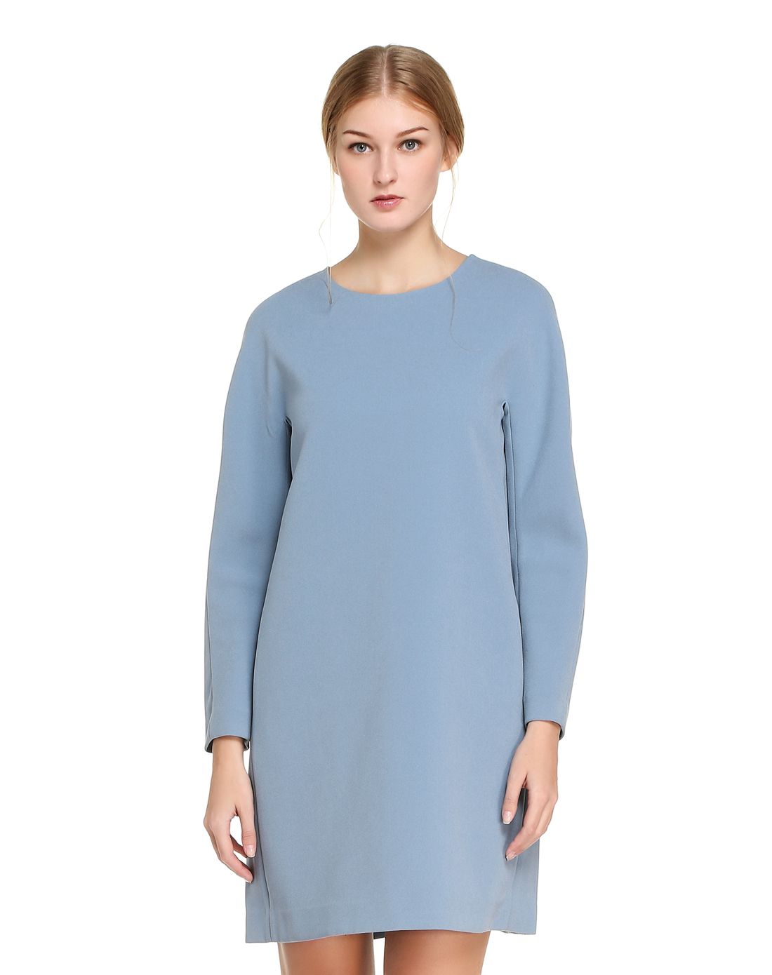 深蓝灰色斯文松身长袖连衣裙