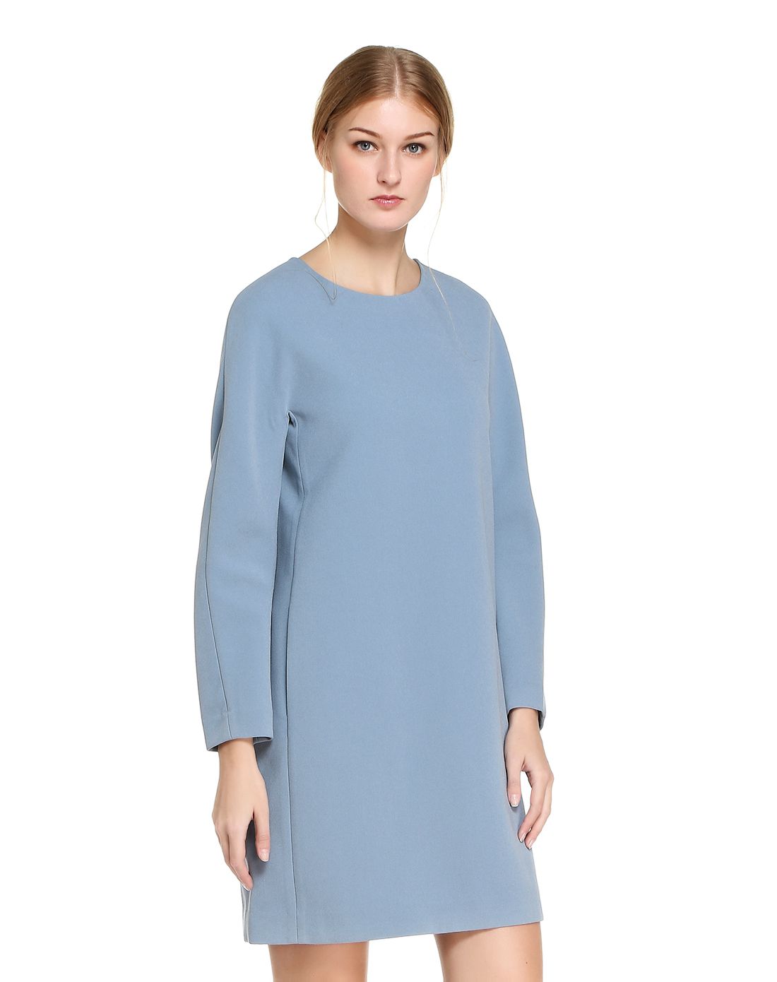 深蓝灰色斯文松身长袖连衣裙