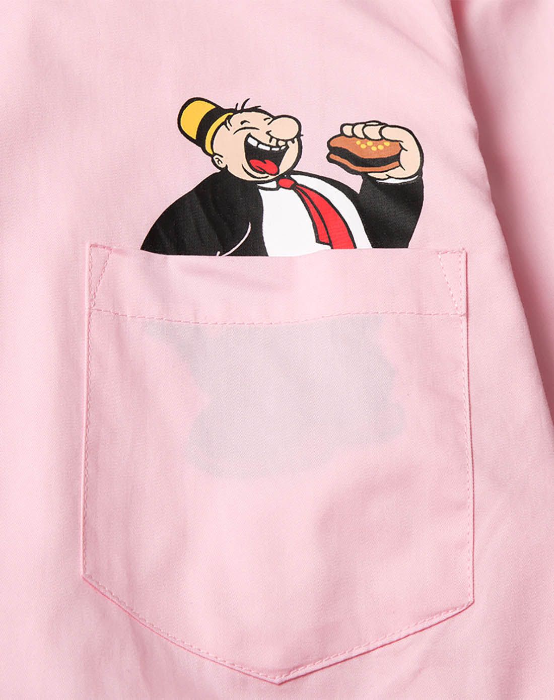 simple jump dimple popeye联名大力水手温皮吃汉堡款粉色衬衣