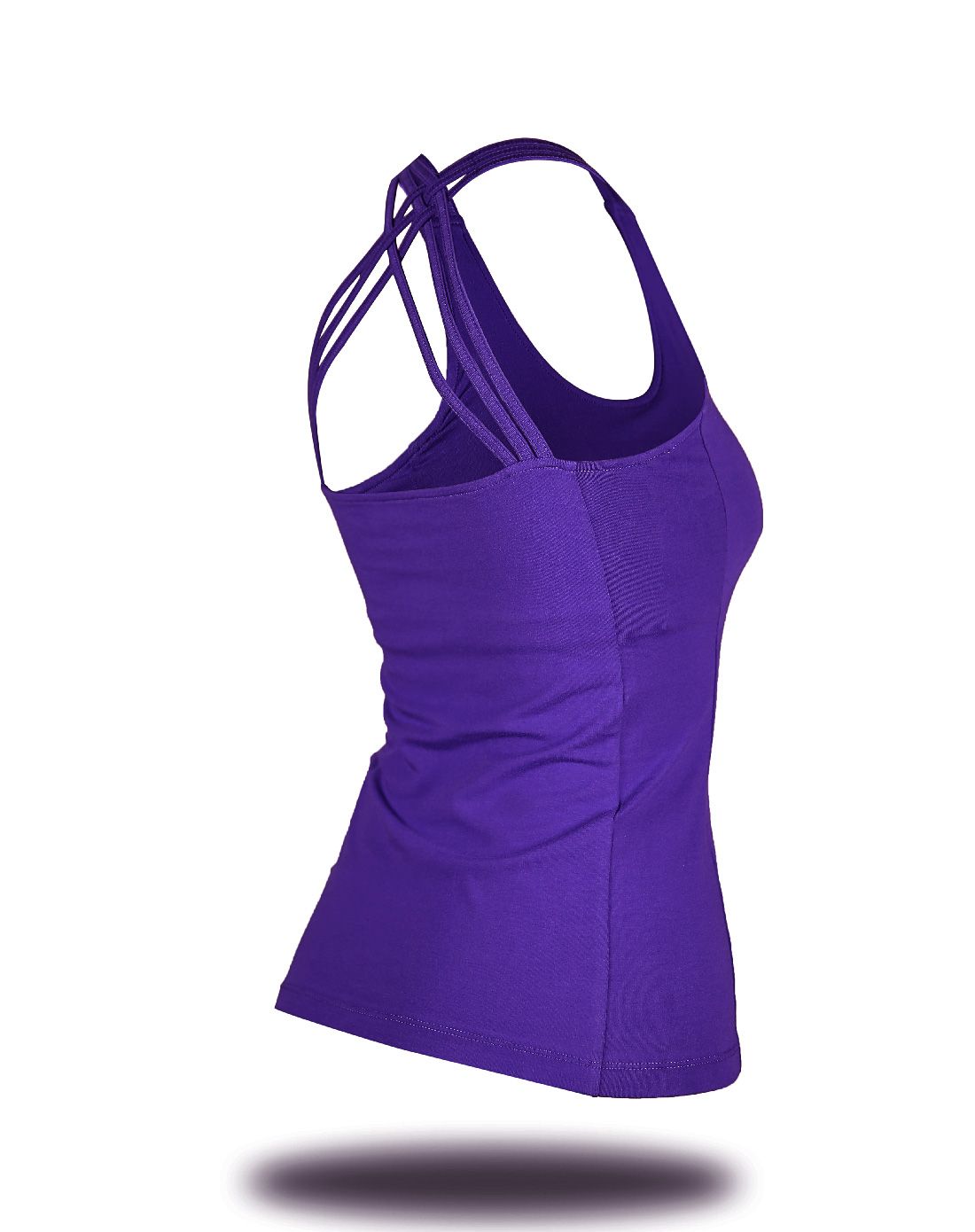 瑜伽舒适 女子紫色长绒棉织带背心