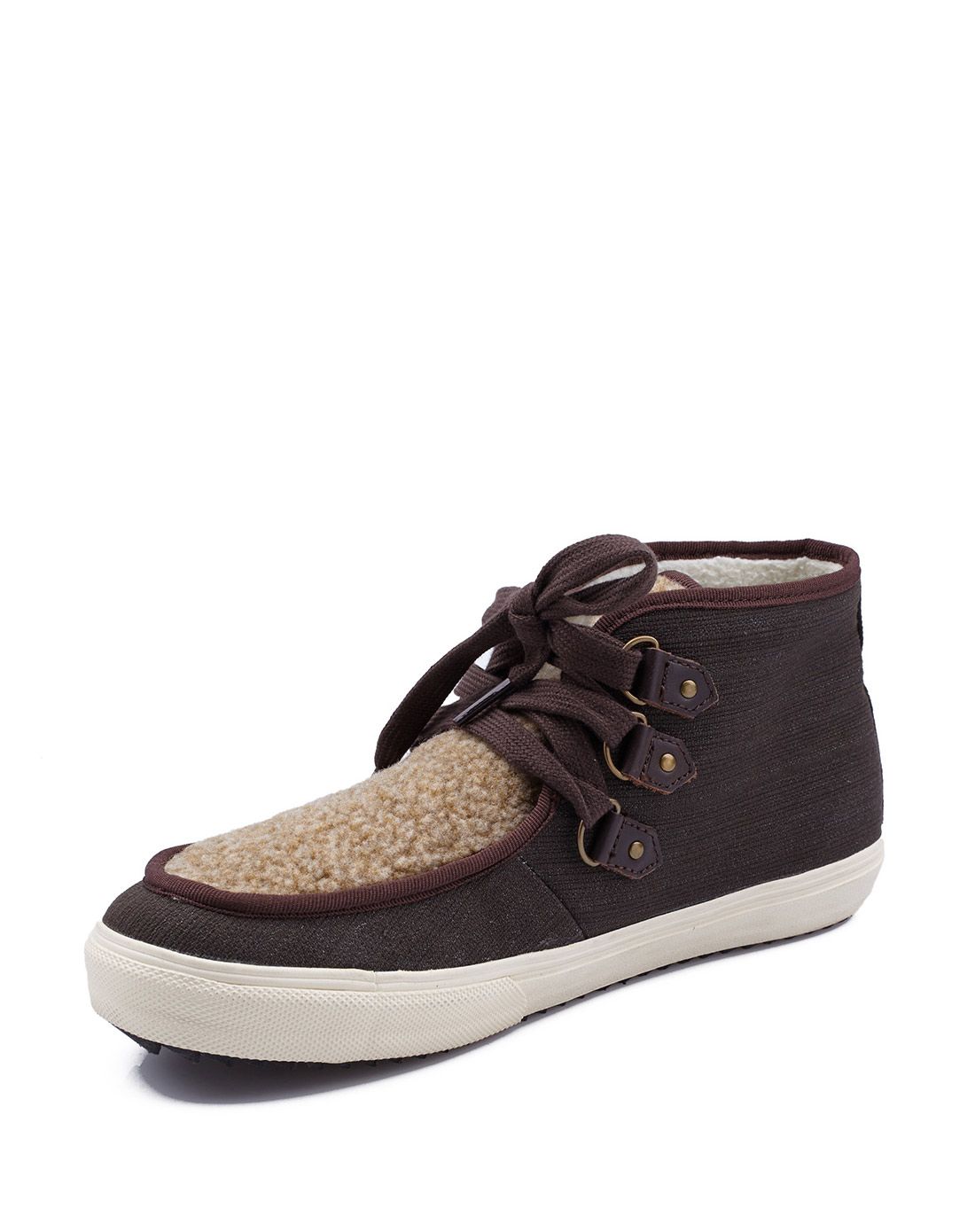 舒适细里绒 男款深棕绿色休闲鞋 绒布拼接