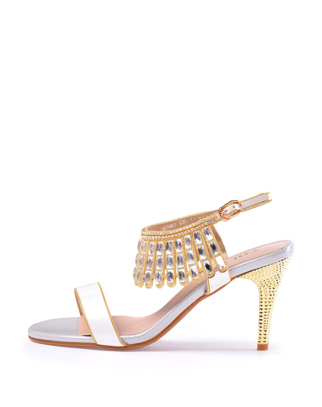 卡文女款白色人造革凉鞋